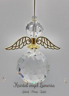 Kristal engel Lumeria - Geloof Hoop Liefde - Goudkleur