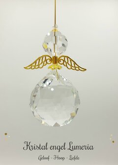 Kristal engel Lumeria - Geloof Hoop Liefde - Goudkleur