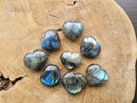 Labradoriet hartje 25/30 mm extra blauw