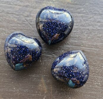 Blauwe goudsteen hartje 20mm knuffelsteen