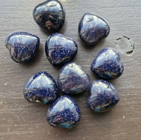 Blauwe goudsteen hartje 20mm knuffelsteen