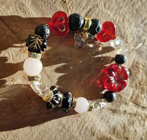 Armband met lavasteen en rozenkwarts | Liefde & kracht | Lumeria design