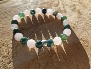 Rozenkwarts mosagaat armband | Liefde & aarding | Lumeria