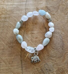 Morganiet Armband met Olifantje – Liefde, Zachtheid & Geluk  