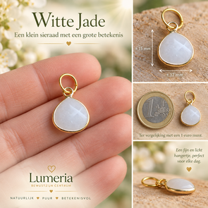 Witte Jade Hanger goudkleur – met Witte Jade kaart