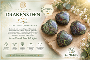 Drakensteen Hart 30 mm – kracht, groei & levensenergie 🐉💚