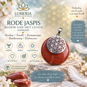 Rode Jaspis Bloem van het Leven Hanger – aarding, kracht & levensenergie ❤️