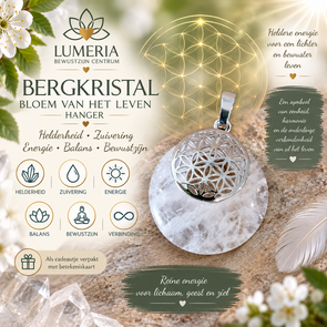 Bergkristal Bloem van het Leven Hanger – helderheid, zuivering & energie