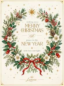 Merry Christmas & Peace in the New Year – Lumeria - Kaart A6