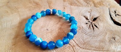 Blauwe agaat powerbead armband