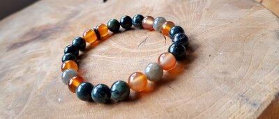 Zachte aardende kracht powerbead armband - Carneool - Elderiet en Labradoriet