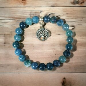 Mos agaat armband - Aardende bescherming - 8mm powerbeads - tree of life