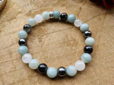 Energie beschermende powerbead | Amazoniet hematiet toermalijnkwarts | Lumeria