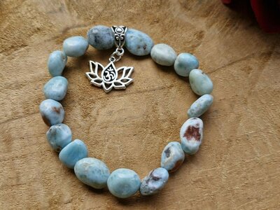 Larimar armband Ohm lotus | Rust & spirituele verbinding | Lumeria