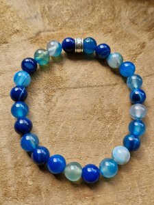Blauwe Agaat powerbead armband | Bescherming & rust | Lumeria