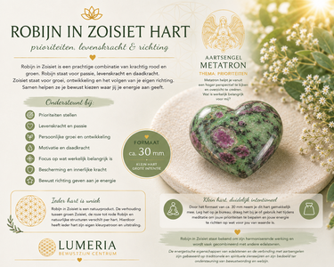 Robijn in Zoisiet Hart 30 mm