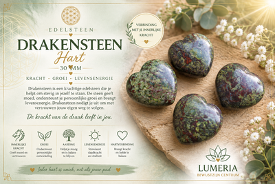 Drakensteen Hart 30 mm – kracht, groei & levensenergie 🐉💚