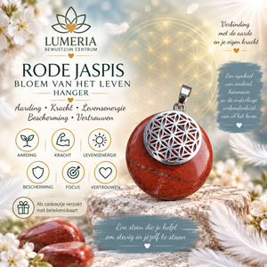 Rode Jaspis Bloem van het Leven Hanger – aarding, kracht & levensenergie ❤️