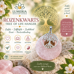 Rozenkwarts Tree of Life Hanger – liefde, groei & hartverbinding
