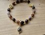Bruine Versteend Hout armband met  Labradoriet_